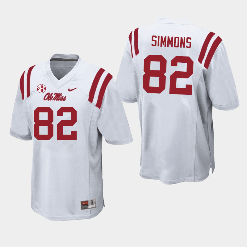 Ole Miss Rebels #82 Larry Simmons College Football Jerseys Sale-White